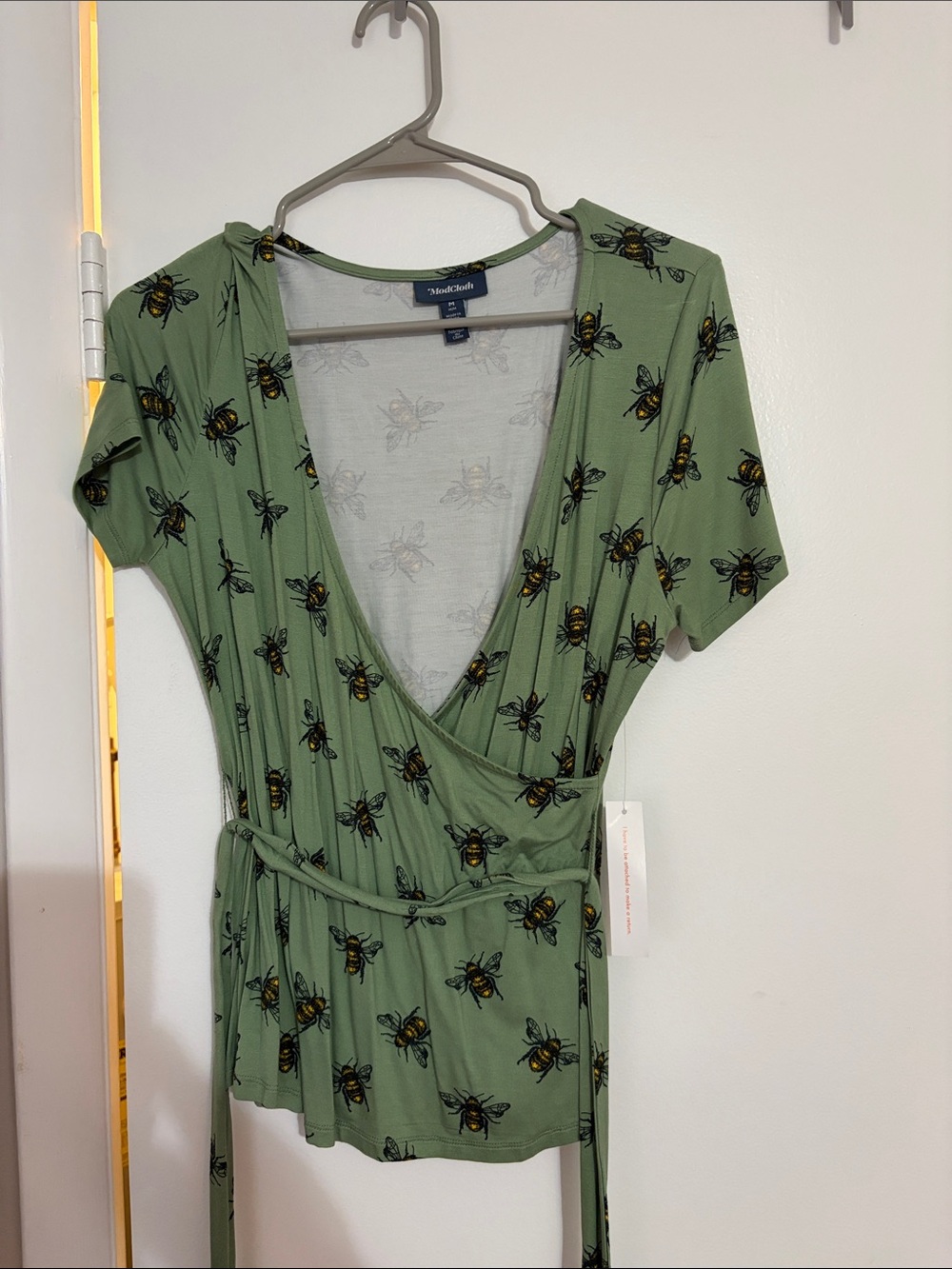ModCloth Olive Green Bee-Trimmed Top